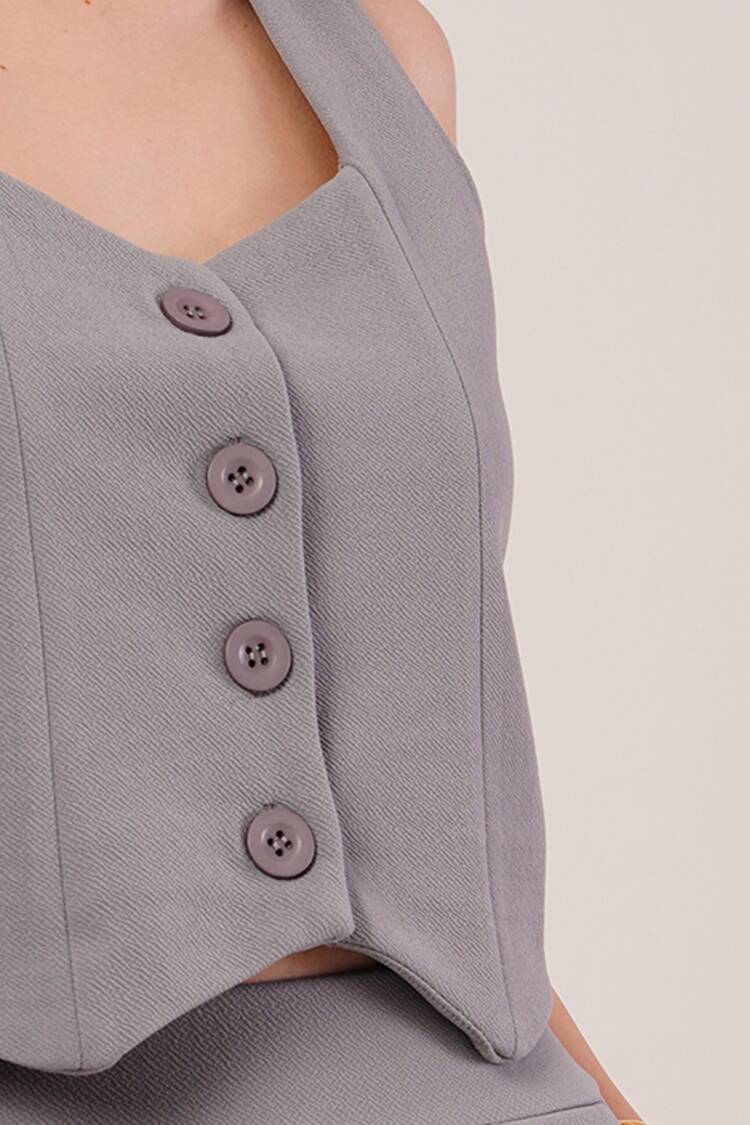 Thick Strap Buttoned Vest And PantsWholesale Suit