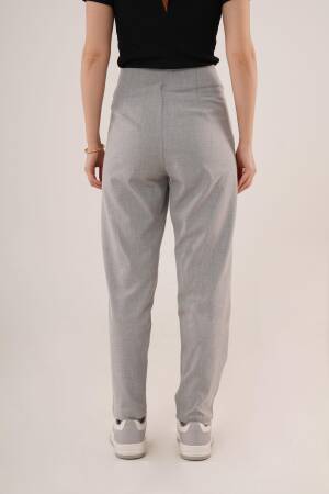Double Collar Detailed Gray Pants - Lustrin - Globality Store - Women Clothes Wholesale Turkey