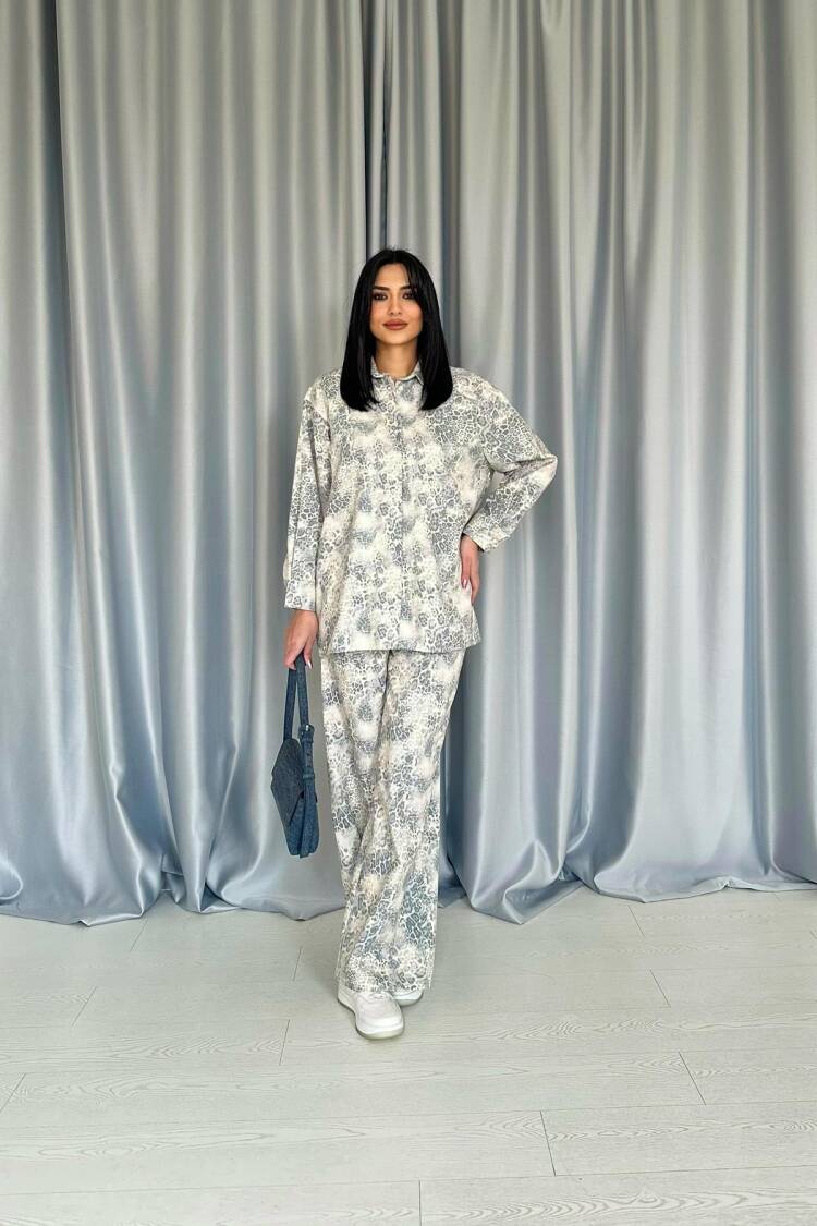 Leopard Print Jacket And Pants Linen Suit - Multicolor