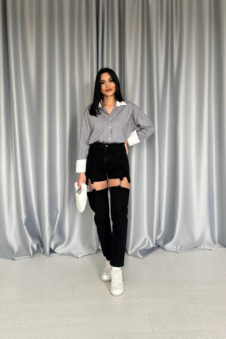 Two Piece Jeans Pants With Straps - Elisa - Globality Store - Women Clothes Wholesale Turkey