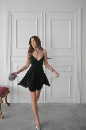 Back Detailed Glitter Mini Dress - Mode Roy - Globality Store - Women Clothes Wholesale Turkey