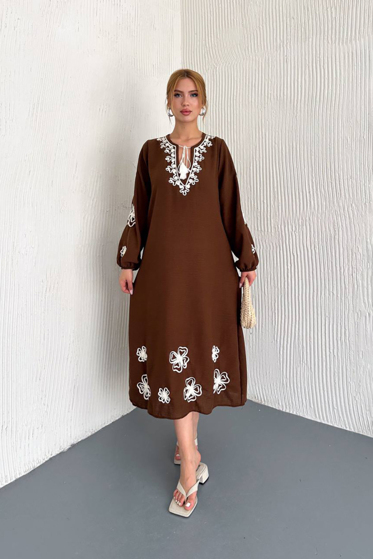 Summer Embroidered Linen Dress