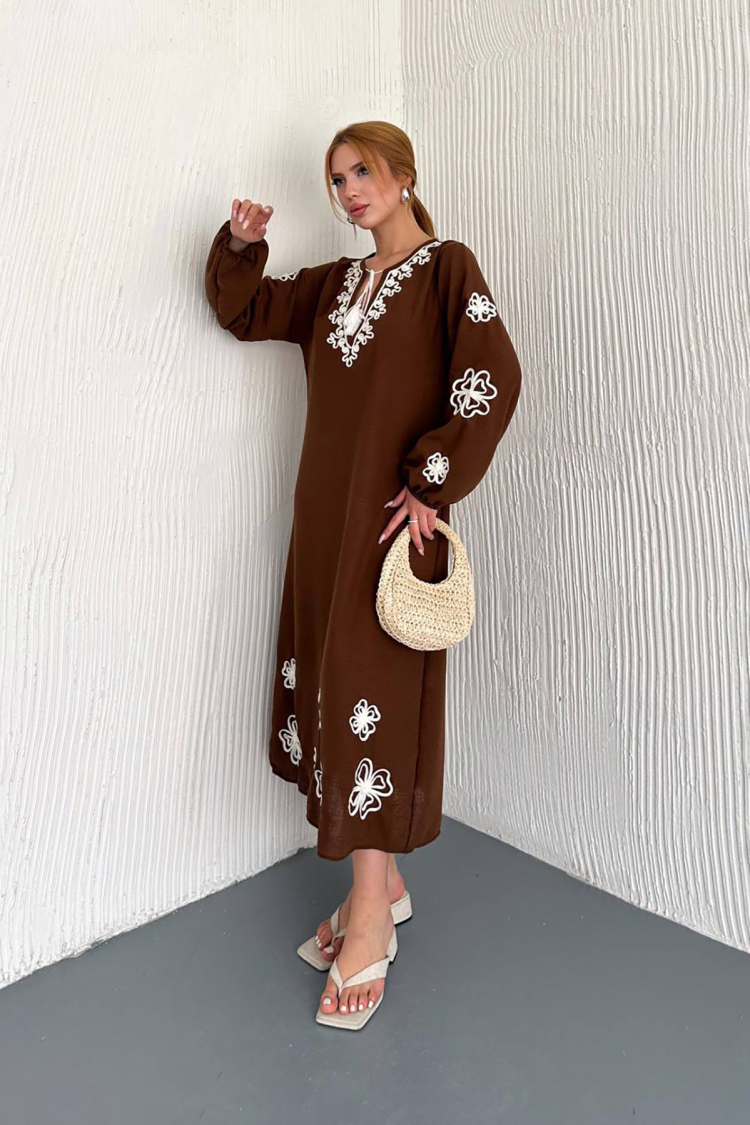 Summer Embroidered Linen Dress