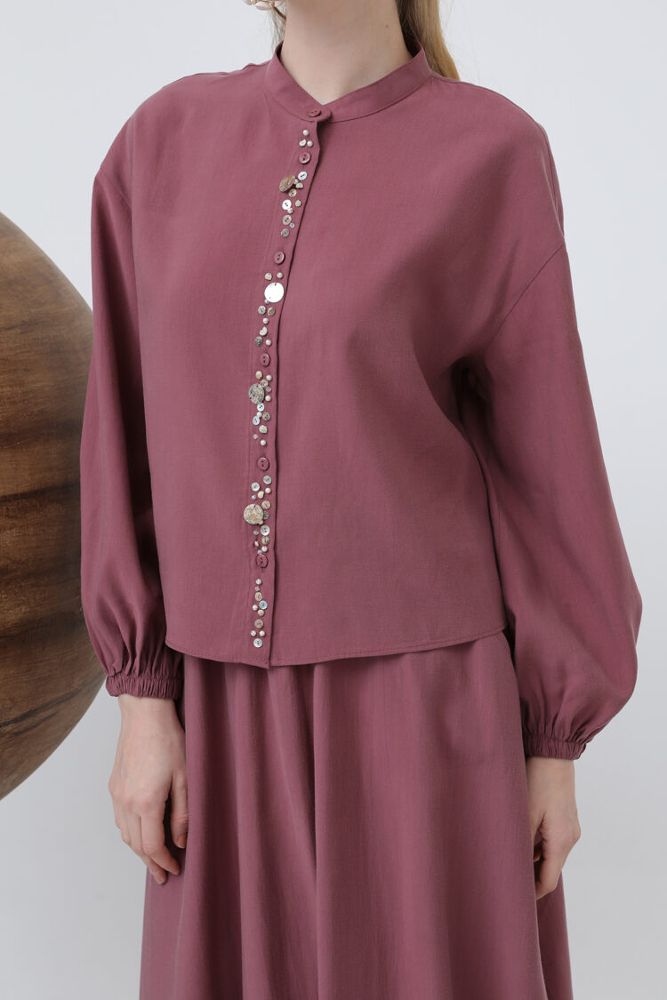 Women's Pat Part Seashells Embroidered Baby Collar Skirt Suit