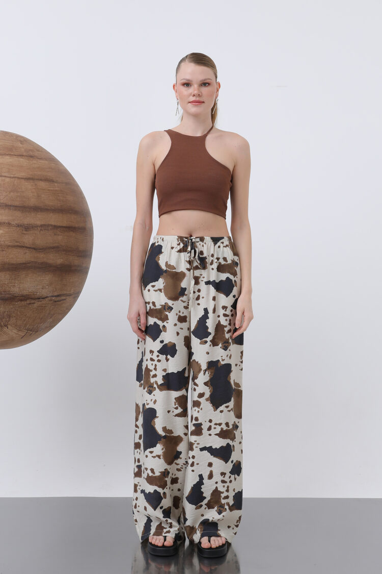 Patterned Loose Trousers - Multicolor