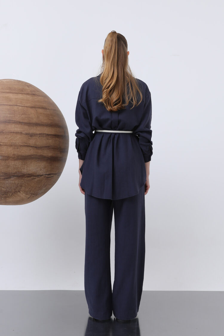 Ruched Waist And Pocket Detailed Shirt And Pants Set