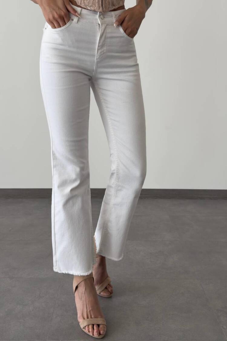 High Waist Wrist Length Tassel DetailedJeans