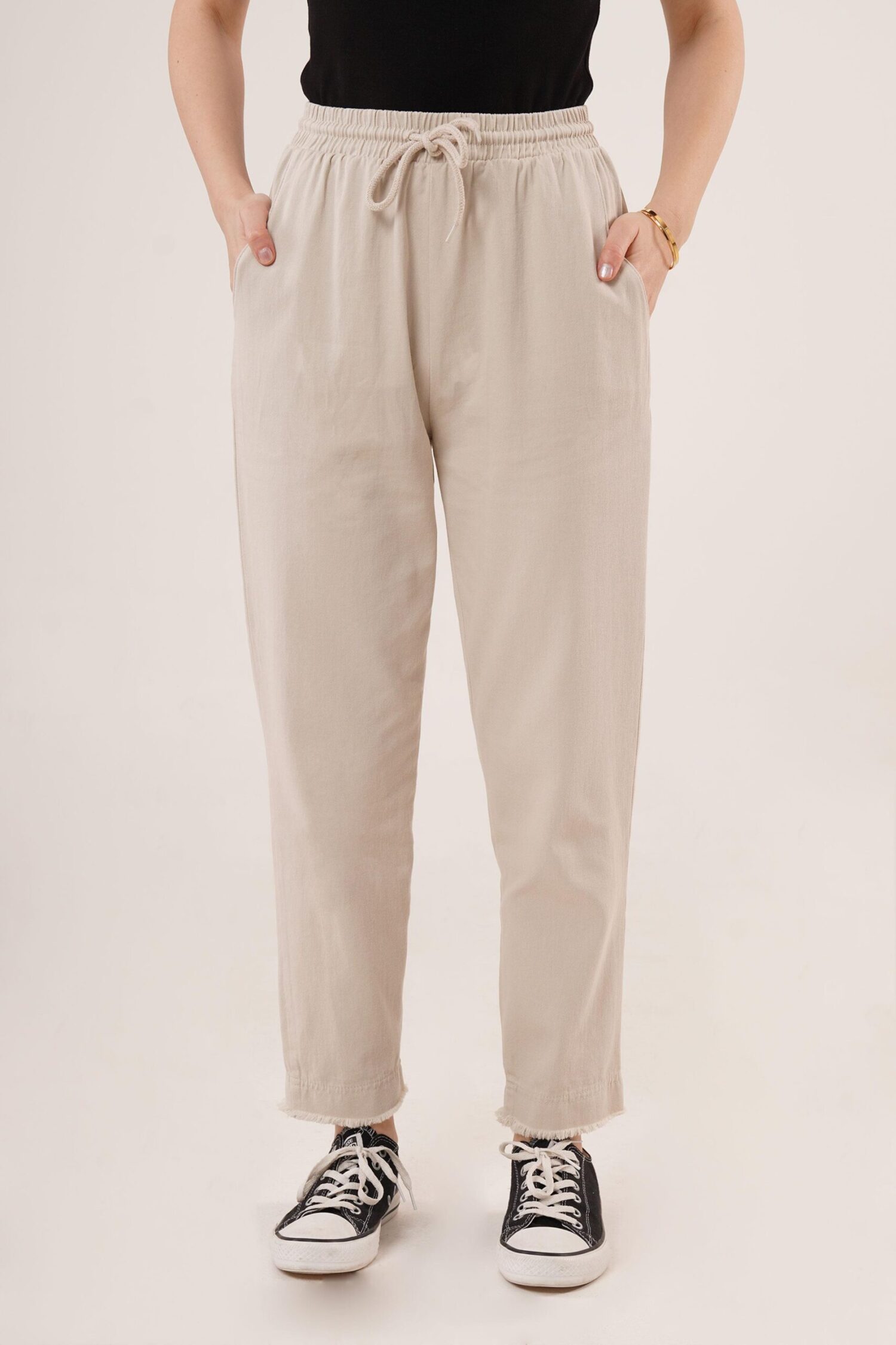WholesalePants With Pockets Tie Waist Leg Detail - Lustrin - Globality Store - Women Clothes Wholesale Turkey