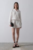 Elastic Waist Tassel Shorts - - Reyon - Globality Store - Women Clothes Wholesale Turkey