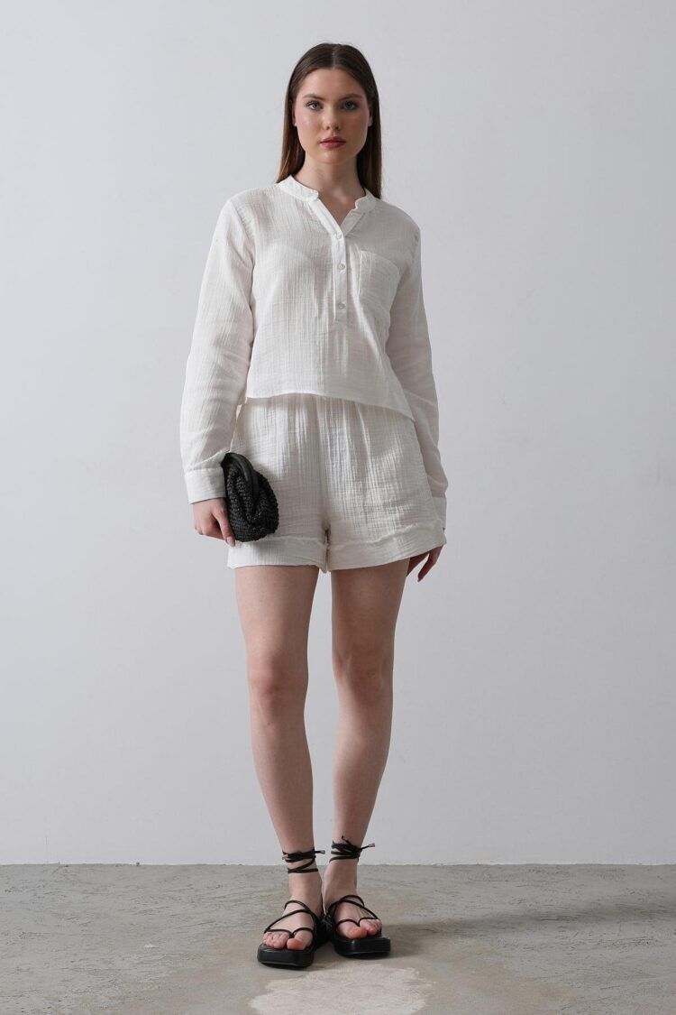 Elastic Waist Tassel Shorts - - Reyon - Globality Store - Women Clothes Wholesale Turkey