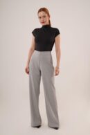 WholesaleFabric Pants With Loose Leg Side Zipper - Lustrin - Globality Store - Women Clothes Wholesale Turkey