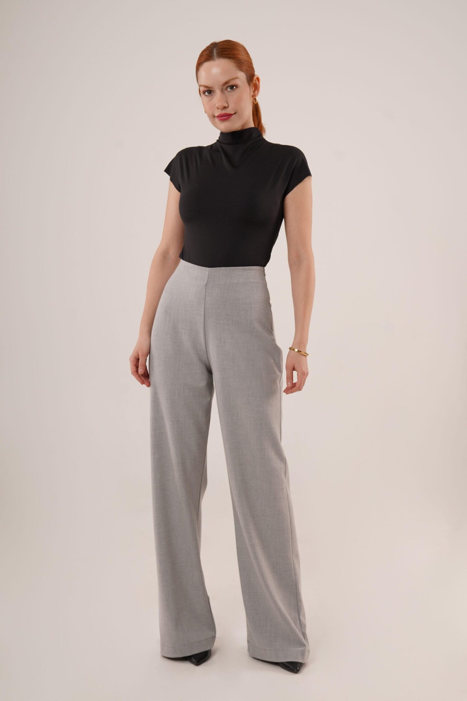 WholesaleFabric Pants With Loose Leg Side Zipper - Lustrin - Globality Store - Women Clothes Wholesale Turkey