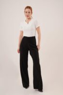 WholesaleFabric Pants With Loose Leg Side Zipper - Lustrin - Globality Store - Women Clothes Wholesale Turkey