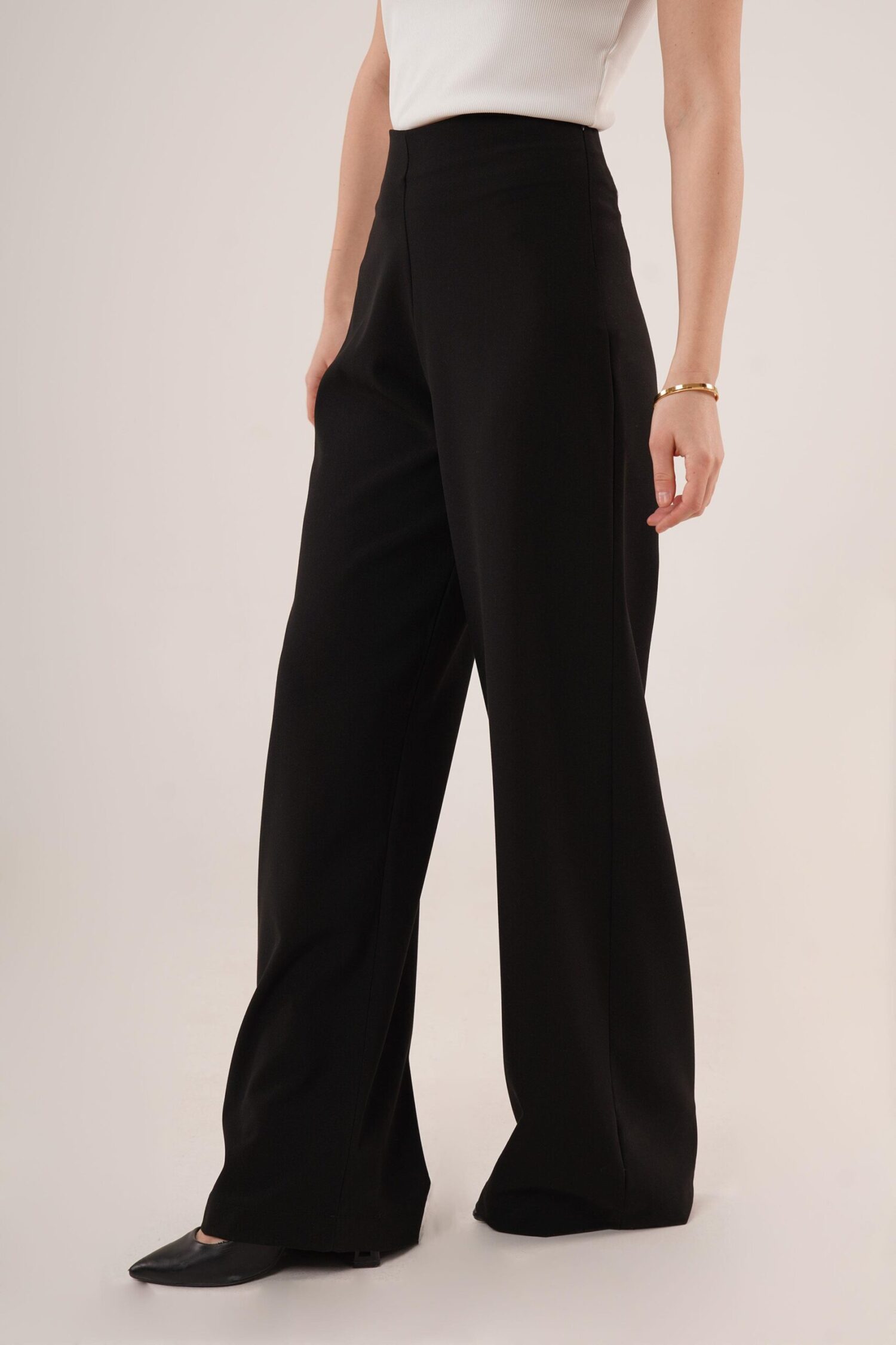WholesaleFabric Pants With Loose Leg Side Zipper - Lustrin - Globality Store - Women Clothes Wholesale Turkey