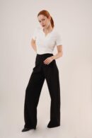 WholesaleFabric Pants With Loose Leg Side Zipper - Lustrin - Globality Store - Women Clothes Wholesale Turkey