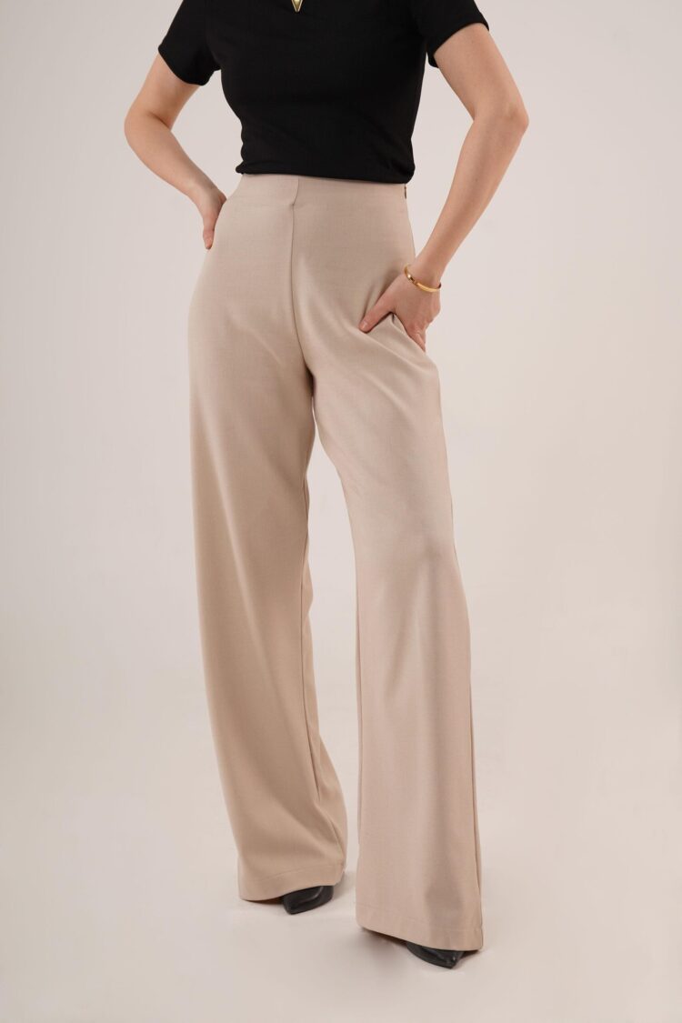 WholesaleFabric Pants With Loose Leg Side Zipper - Lustrin - Globality Store - Women Clothes Wholesale Turkey