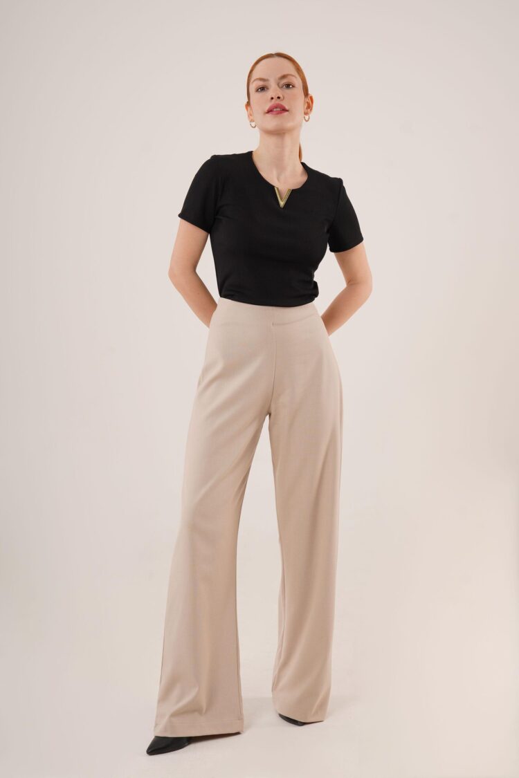 WholesaleFabric Pants With Loose Leg Side Zipper
