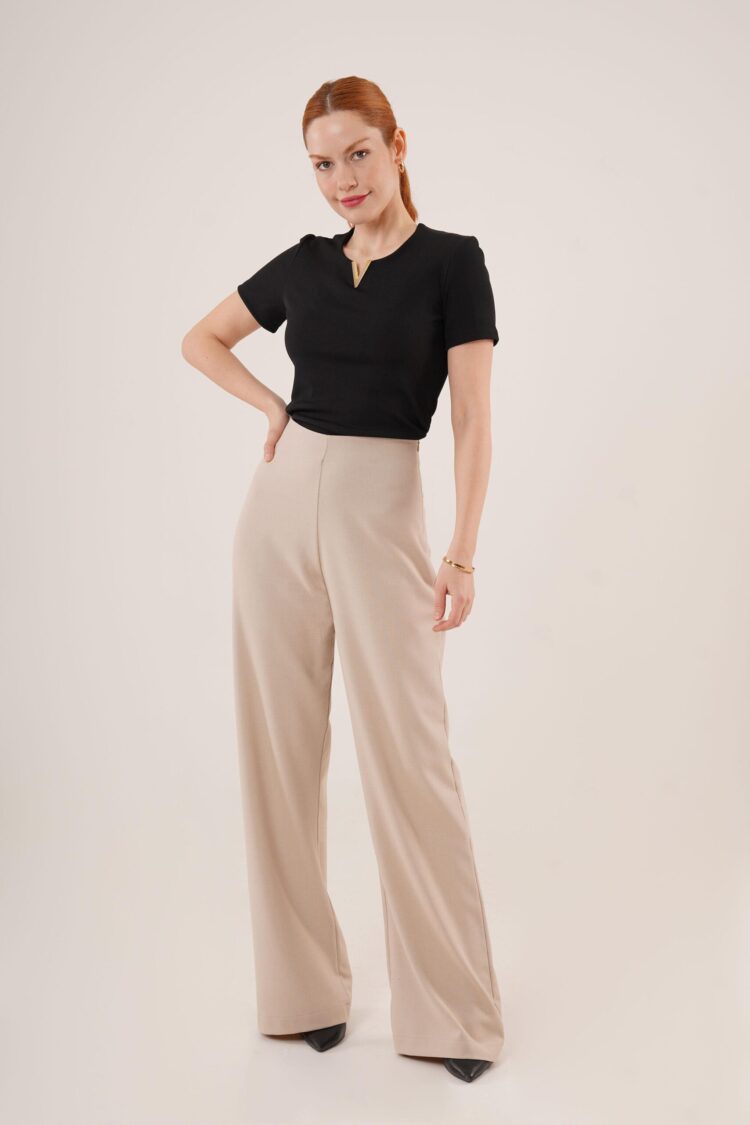 WholesaleFabric Pants With Loose Leg Side Zipper