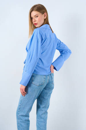 Side Tie Shirt - -White - Qustyle - Globality Store - Women Clothes Wholesale Turkey