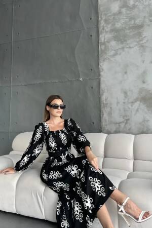 Patterned Dress - Ezgi Nisantasi - Globality Store - Women Clothes Wholesale Turkey