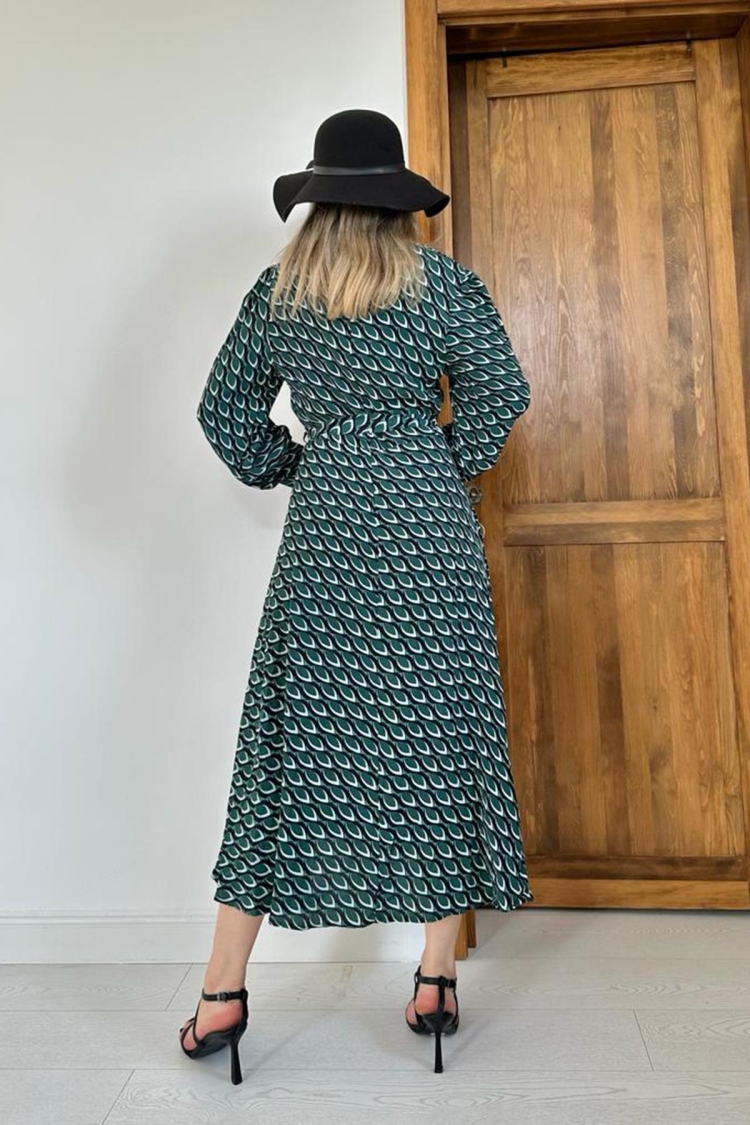 Patterned Draped Patterned Dress - Multicolor