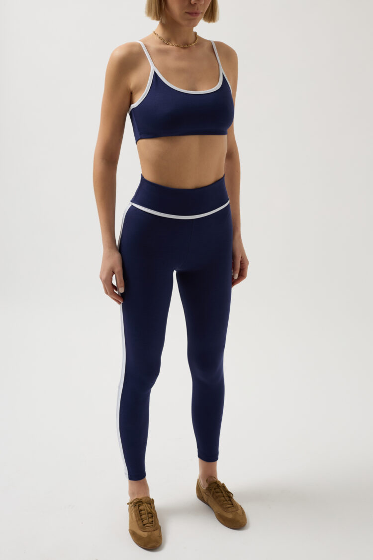 Blouse Detailed High Waist Leggings - Navy