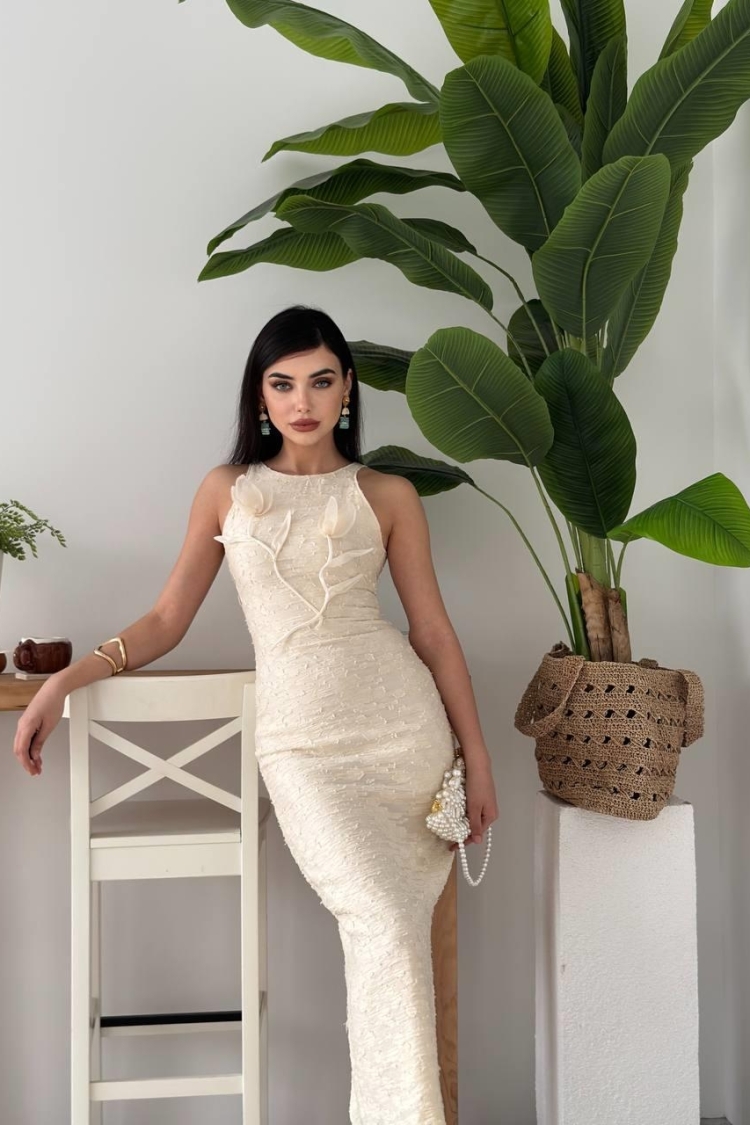 Lers Floral Detailed Dress - Etika - Globality Store - Women Clothes Wholesale Turkey