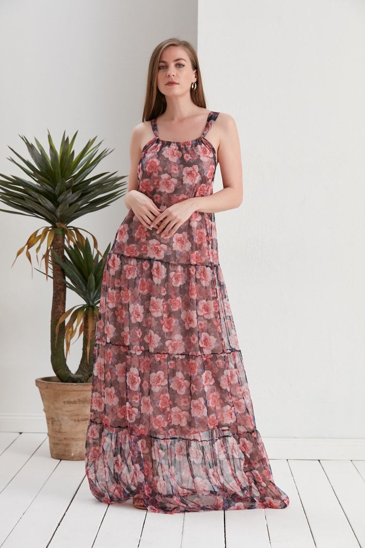 Lined Strappy Dress - Ezgi Nisantasi - Globality Store - Women Clothes Wholesale Turkey