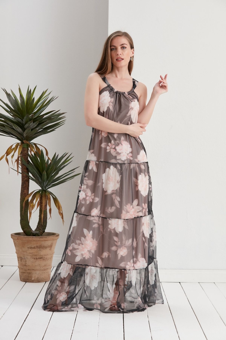 Lined Strappy Dress - Ezgi Nisantasi - Globality Store - Women Clothes Wholesale Turkey