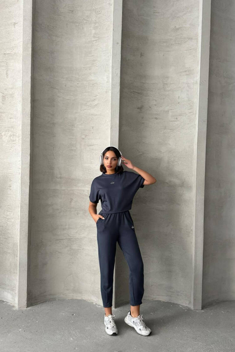Leg Pleated Modal Fabric Tracksuit Set