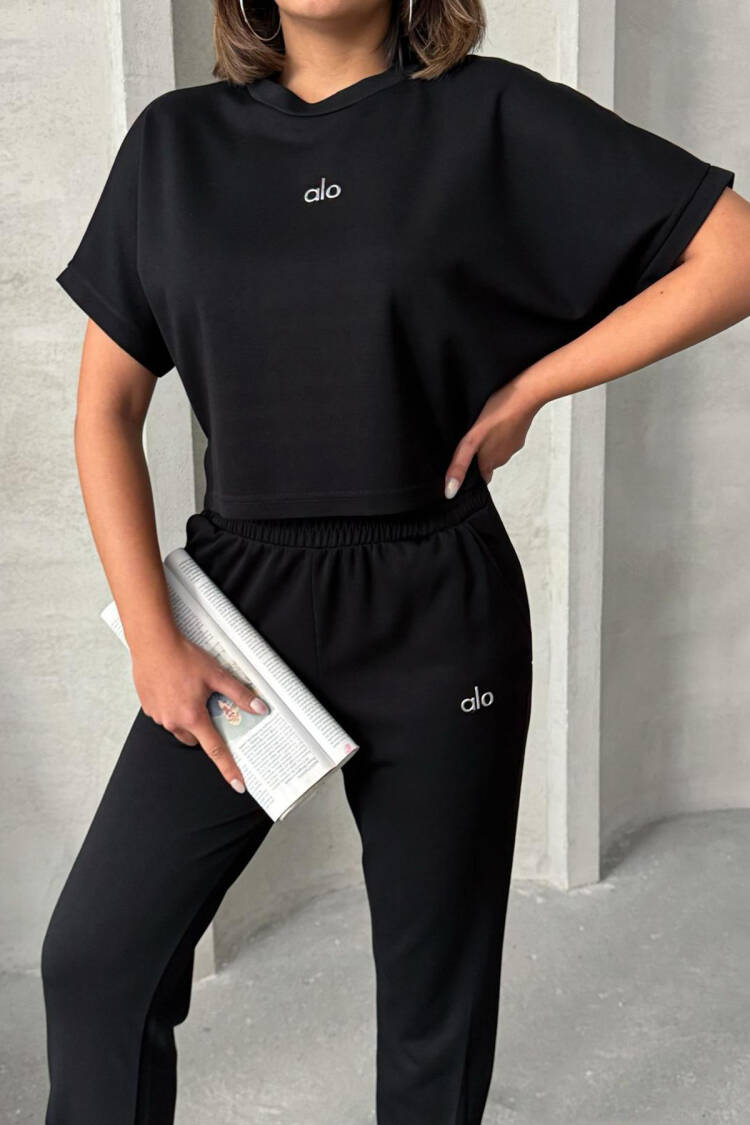 Leg Pleated Modal Fabric Tracksuit Set