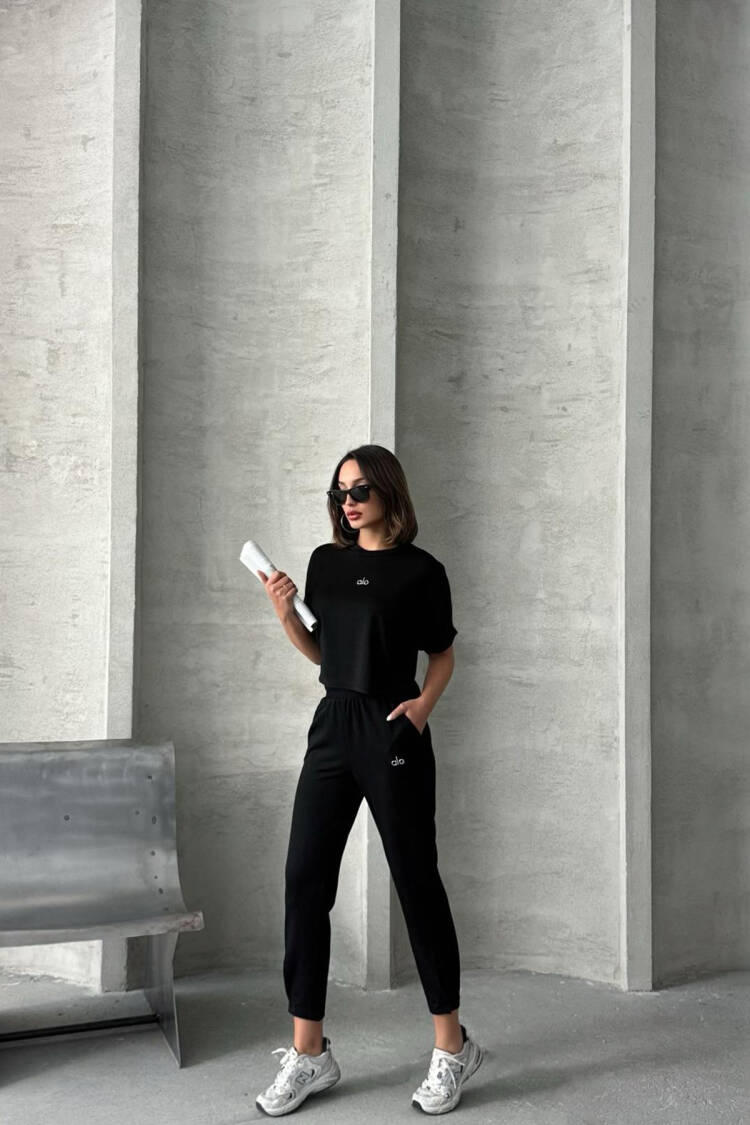 Leg Pleated Modal Fabric Tracksuit Set