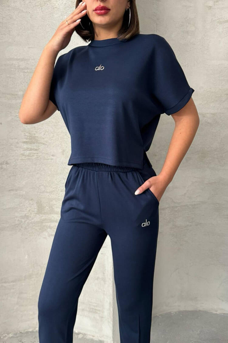 Leg Pleated Modal Fabric Tracksuit Set