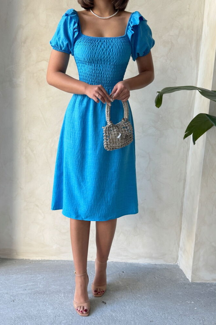 D2334 Gipeli Boat Neck Linen Dress - Dark