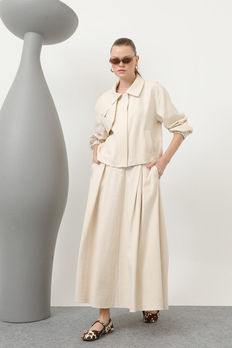 Hidden Padded Zipper Skirt Suit - Puane - Globality Store - Women Clothes Wholesale Turkey