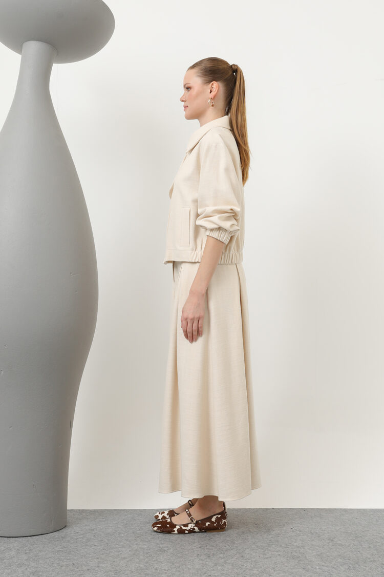 Hidden Padded Zipper Skirt Suit