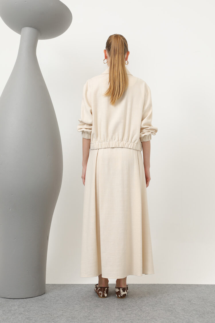 Hidden Padded Zipper Skirt Suit