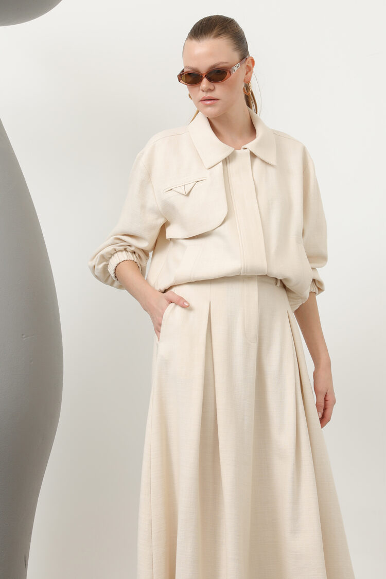 Hidden Padded Zipper Skirt Suit