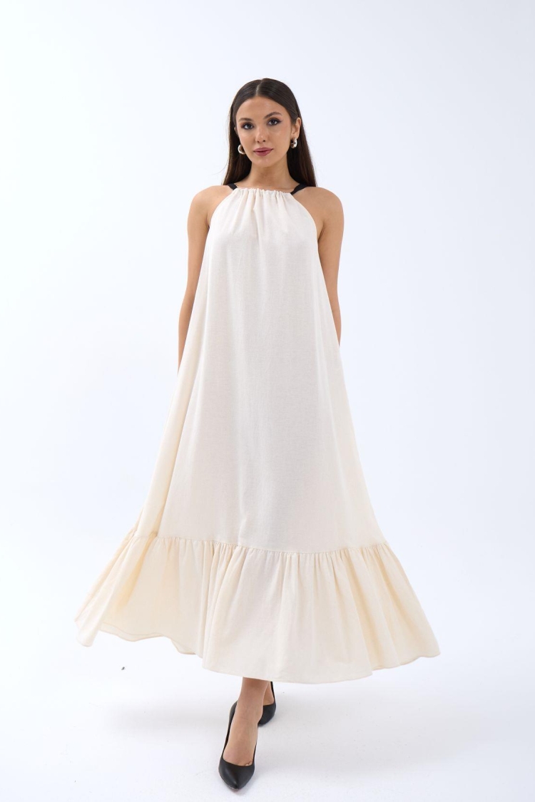 Dress - Beige - Fame - Globality Store - Women Clothes Wholesale Turkey