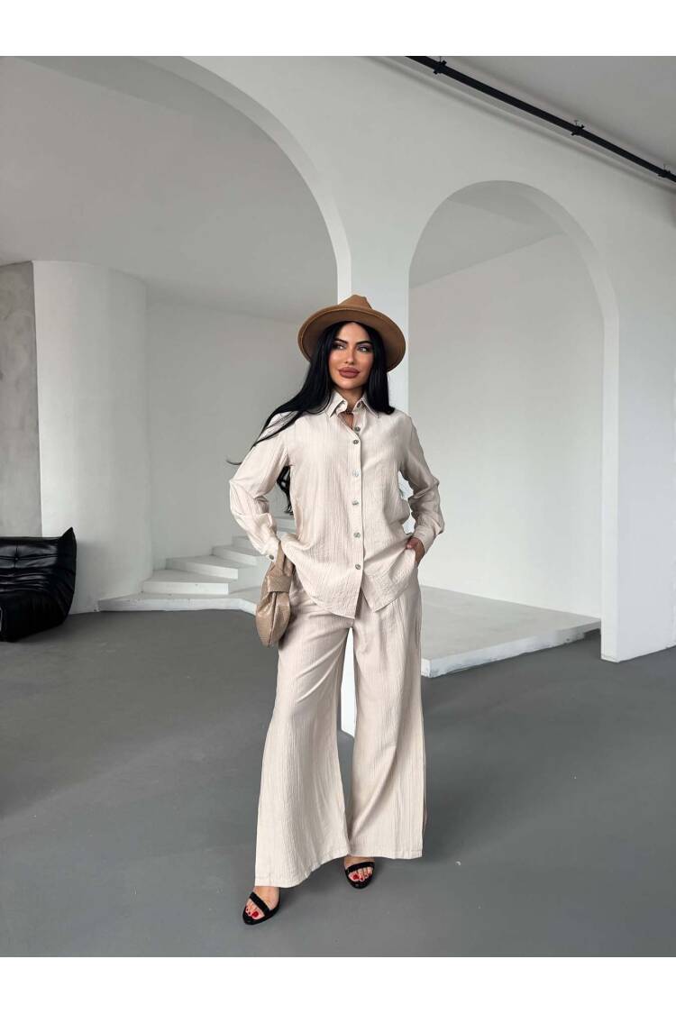 Shirt Slit Pants Set - Radica Fashion - Globality Store - Women Clothes Wholesale Turkey