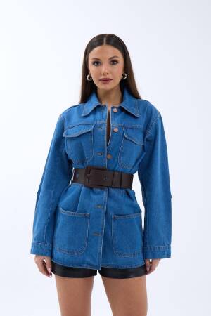 Denim Jacket - Blue - Fame - Globality Store - Women Clothes Wholesale Turkey