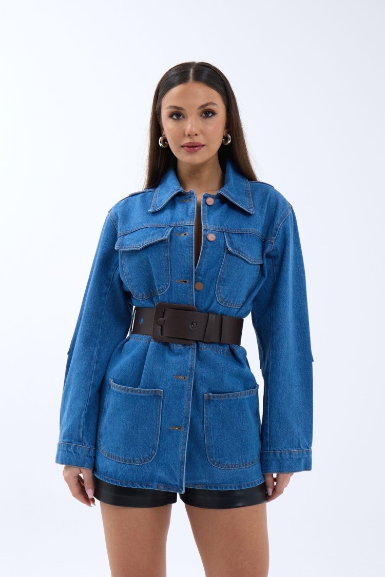 Denim Jacket - Blue - Fame - Globality Store - Women Clothes Wholesale Turkey