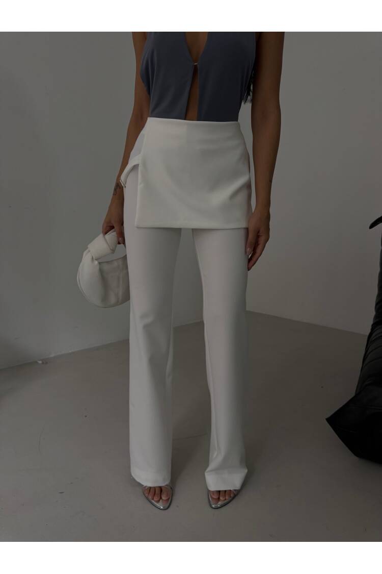 Skirt Detailed Belted Trousers