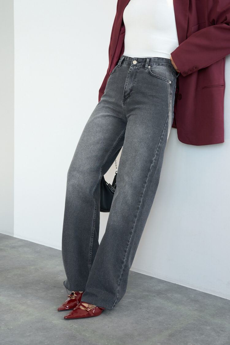Palazzo Jeans - Smoked - Qustyle - Globality Store - Women Clothes Wholesale Turkey