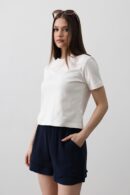 Elastic Waist Tassel Shorts - - Navy - Reyon - Globality Store - Women Clothes Wholesale Turkey