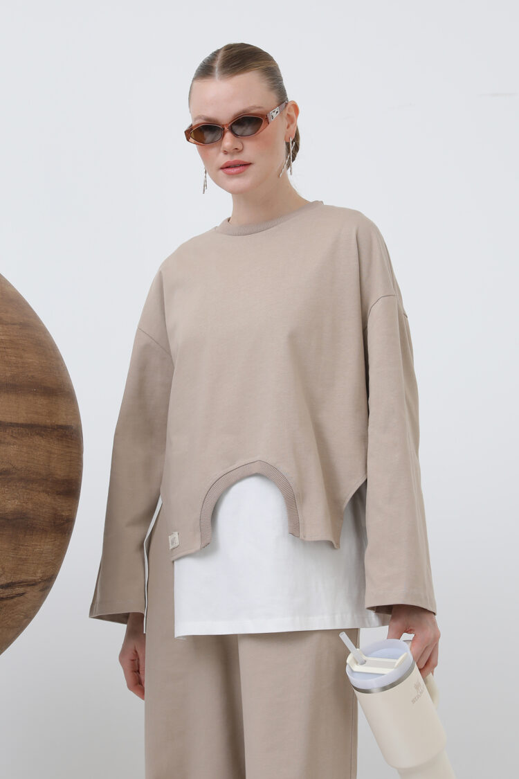 Basic Asymmetric Garnished Sweatshirt - SOUL - Globality Store - Women Clothes Wholesale Turkey