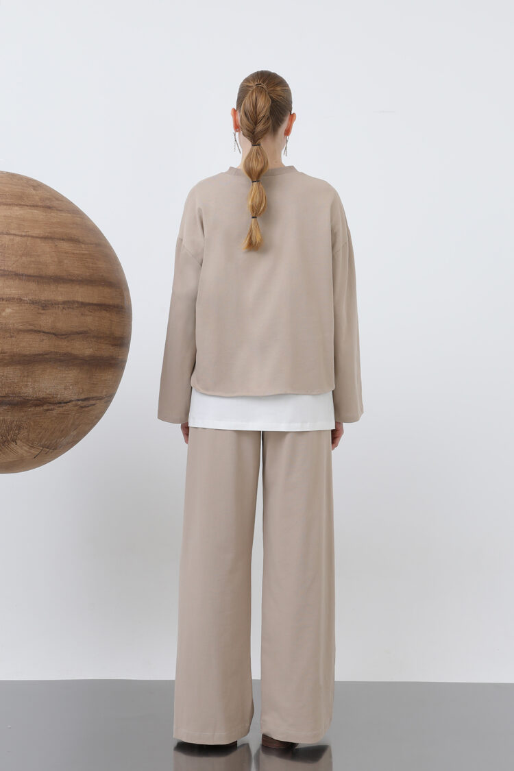 Basic Asymmetric Garnished Sweatshirt