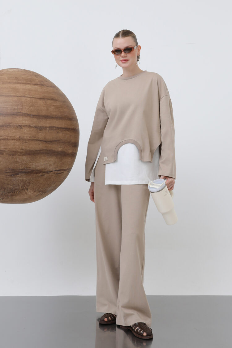 Basic Asymmetric Garnished Sweatshirt