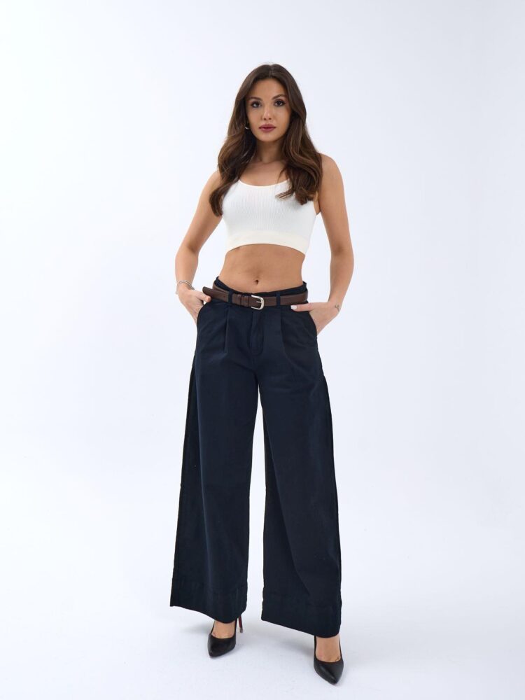 Trousers - Navy - Fame - Globality Store - Women Clothes Wholesale Turkey