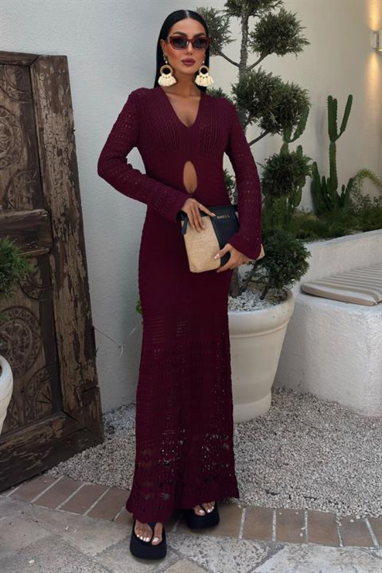 Belly Neckline Openwork Dress - Sobe Istanbul - Globality Store - Women Clothes Wholesale Turkey